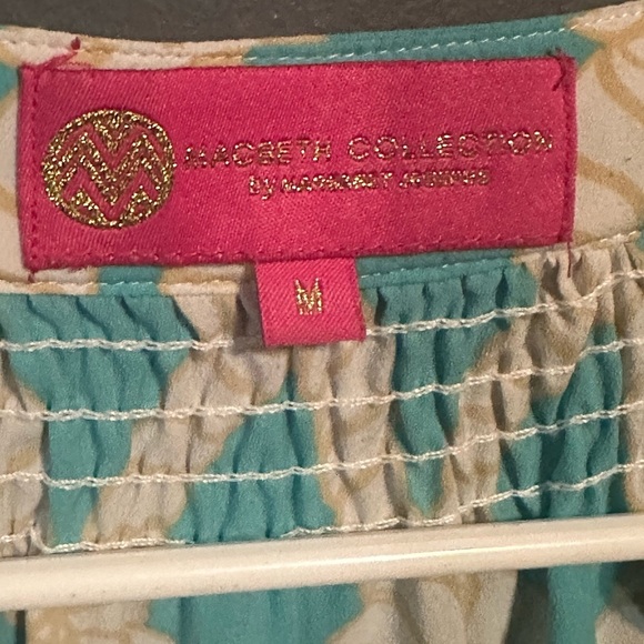 MacBeth Collection Aqua Nautical Rope Patterned Blouse 3 Buttons Women's medium - Picture 2 of 4